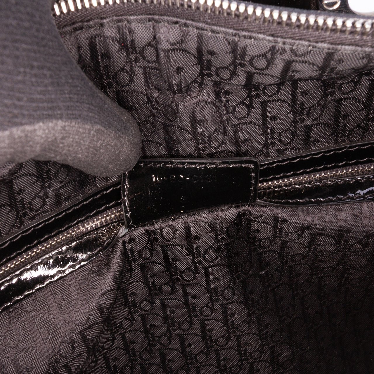 Dior Large Patent Cannage Lady Dior Zwart