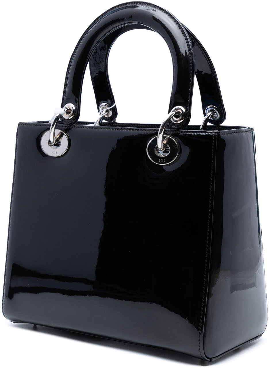 Dior Medium Patent Lady Dior Zwart