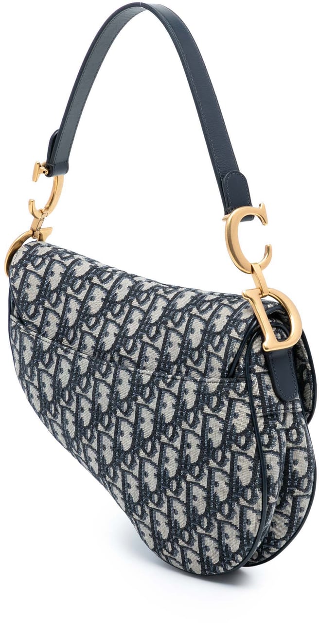 Dior Oblique Canvas Saddle Bag Blauw