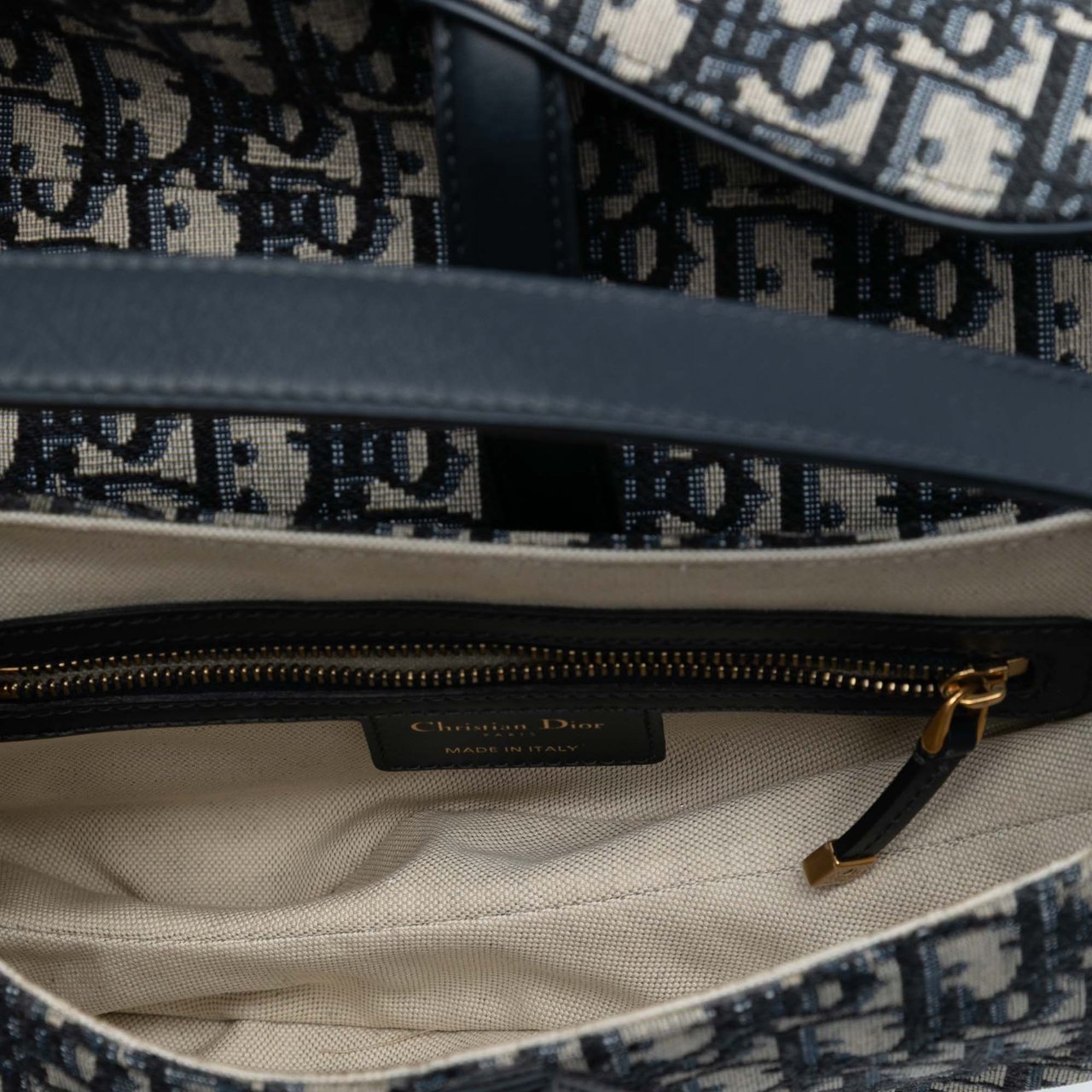 Dior Oblique Canvas Saddle Bag Blauw