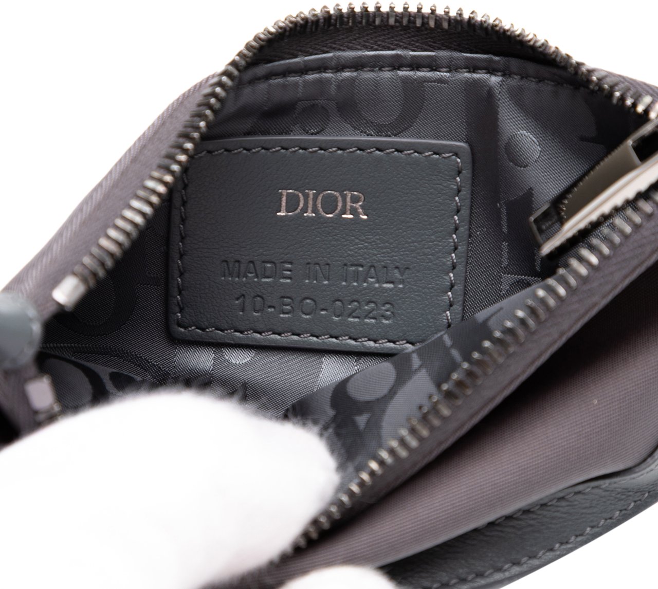 Dior Nylon Saddle Coin Pouch Grijs