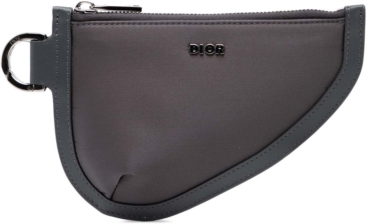 Dior Nylon Saddle Coin Pouch Grijs