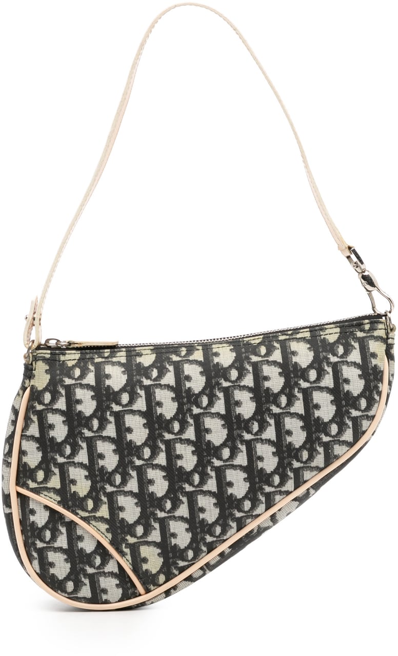 Dior Mini Diorissimo Coated Canvas Saddle Pochette Zwart