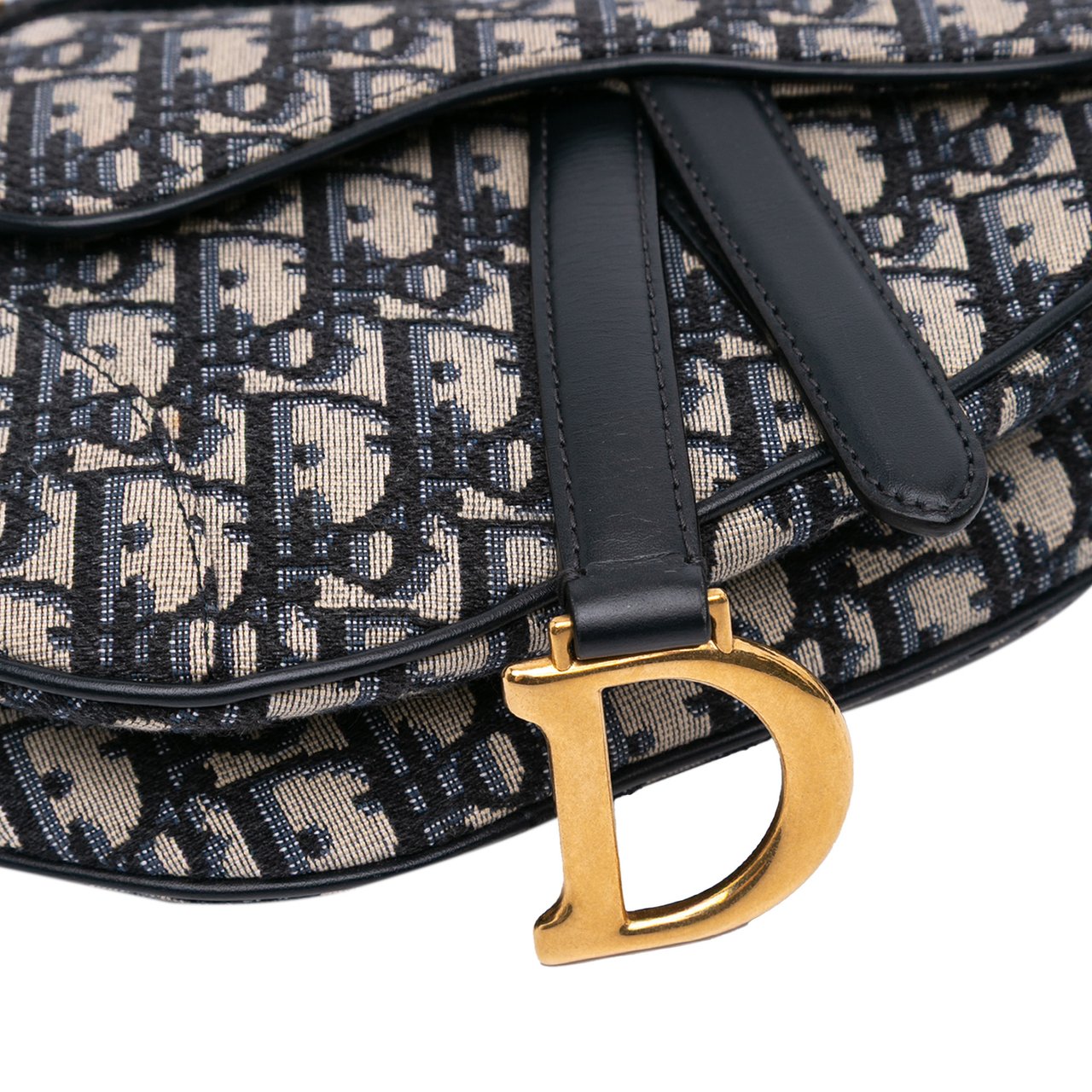 Dior Mini Oblique Canvas Saddle Bag Blauw