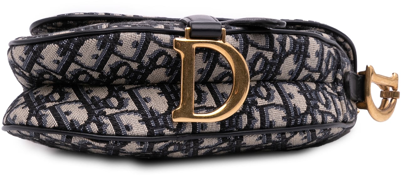 Dior Mini Oblique Canvas Saddle Bag Blauw