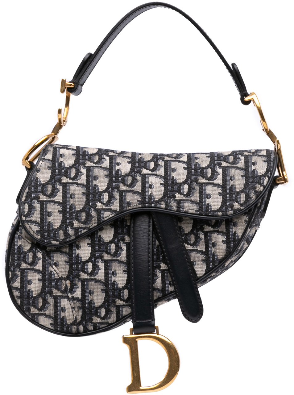 Dior Mini Oblique Canvas Saddle Bag Blauw