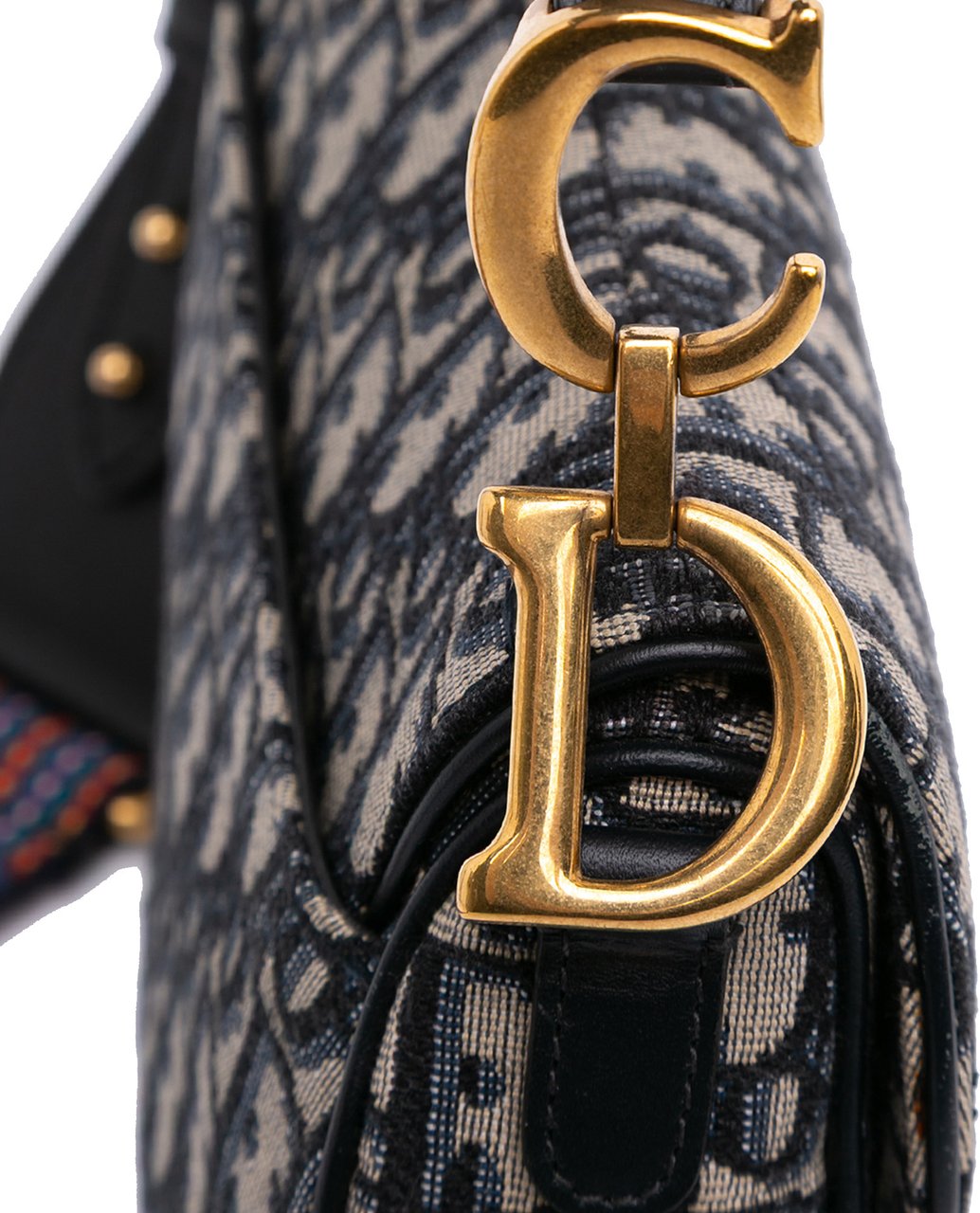 Dior Mini Oblique Canvas Saddle Bag Blauw