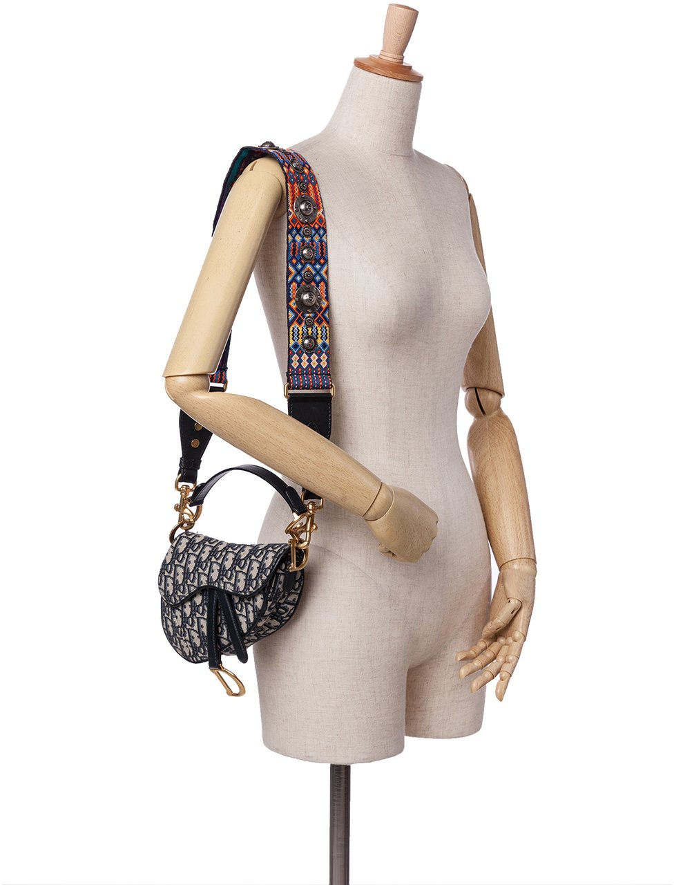 Dior Mini Oblique Canvas Saddle Bag Blauw