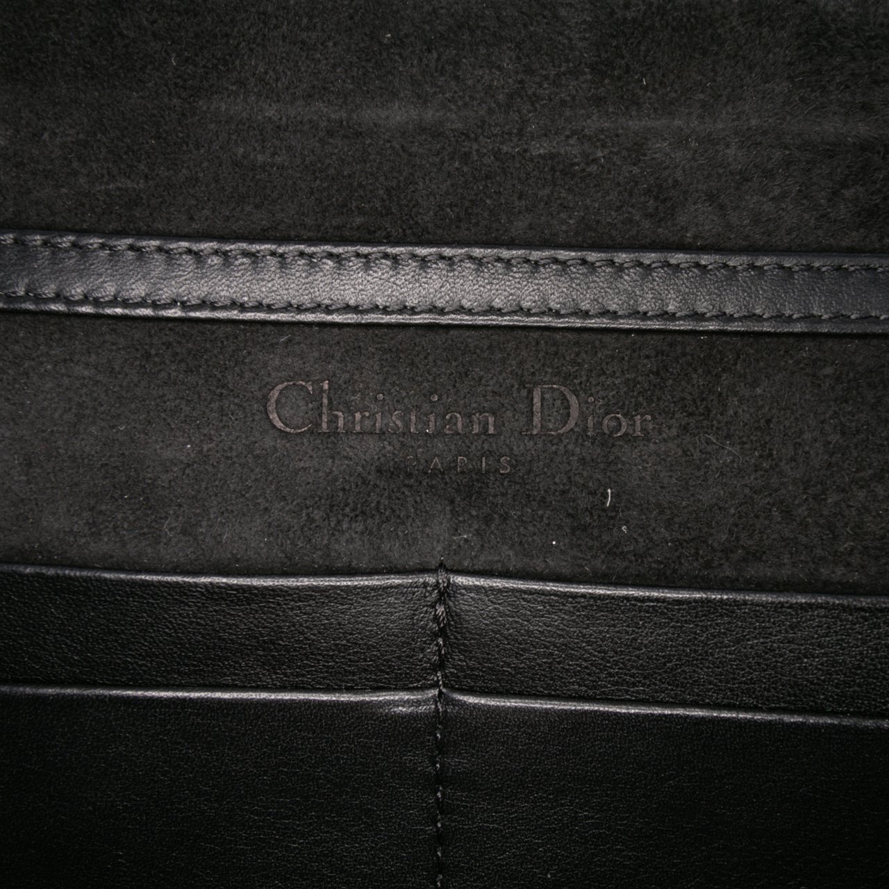 Dior Studded Calfskin Cannage Lady Dior Wallet on Chain Zwart