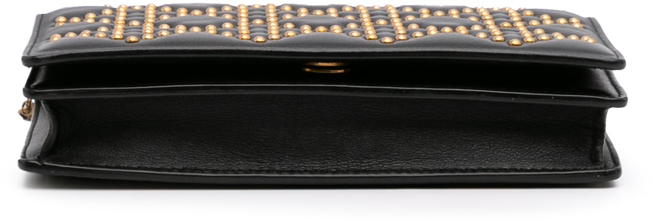 Dior Studded Calfskin Cannage Lady Dior Wallet on Chain Zwart