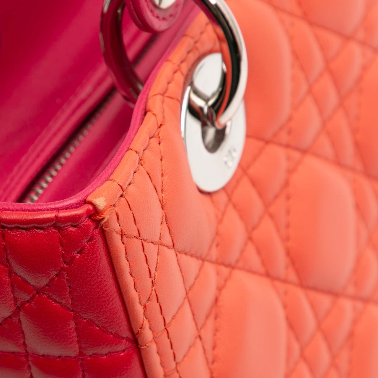 Dior Medium Bicolor Lambskin Cannage Lady Dior Oranje