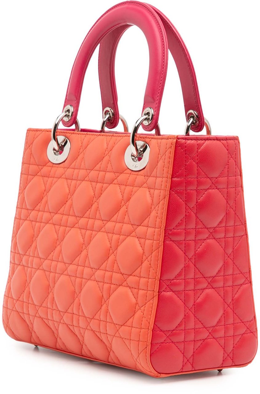Dior Medium Bicolor Lambskin Cannage Lady Dior Oranje