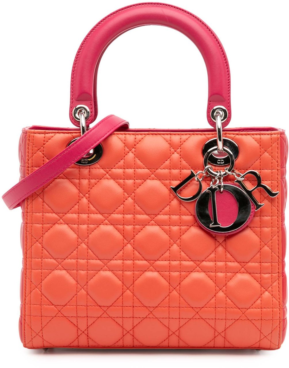 Dior Medium Bicolor Lambskin Cannage Lady Dior Oranje