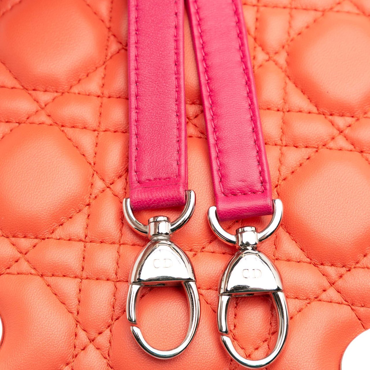 Dior Medium Bicolor Lambskin Cannage Lady Dior Oranje