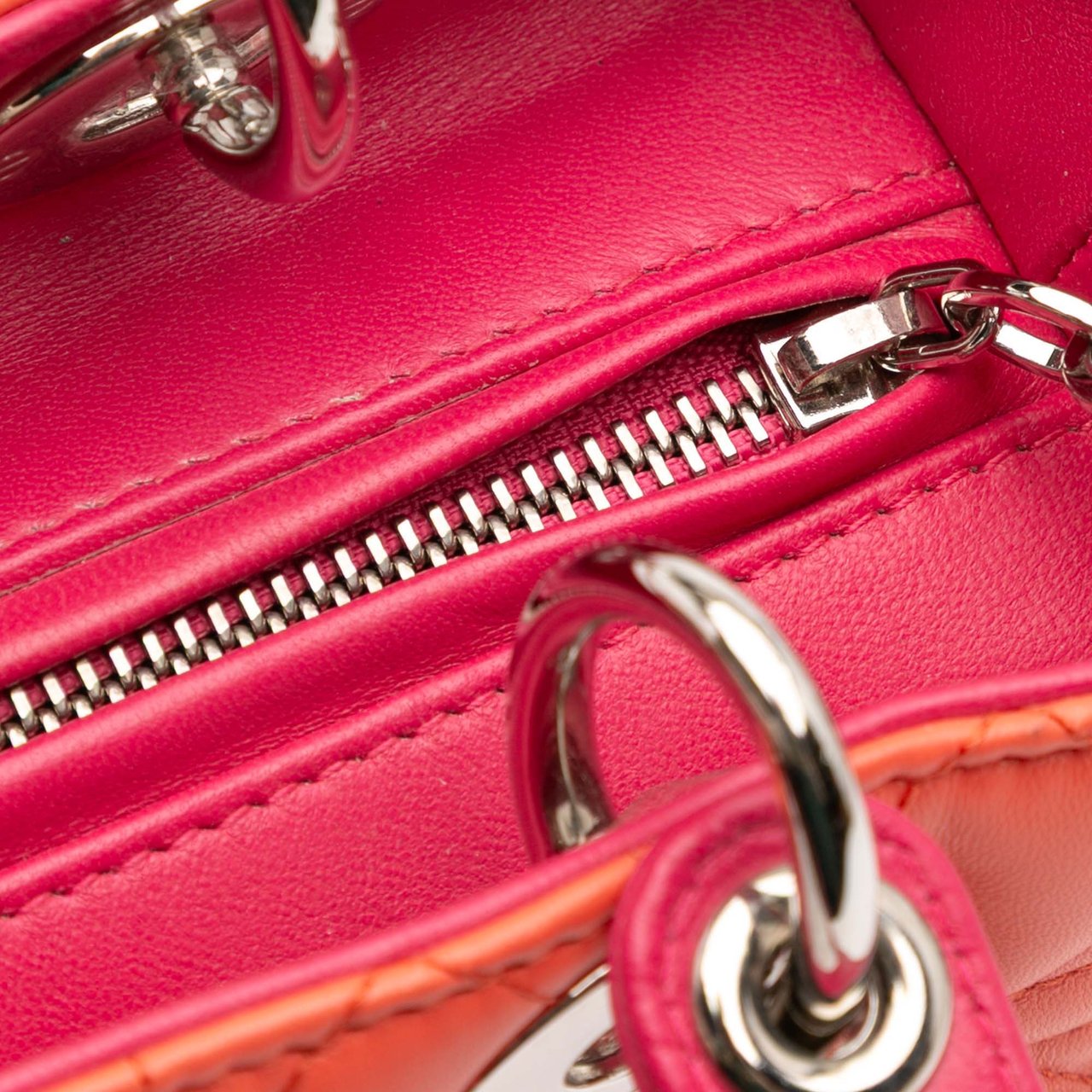 Dior Medium Bicolor Lambskin Cannage Lady Dior Oranje