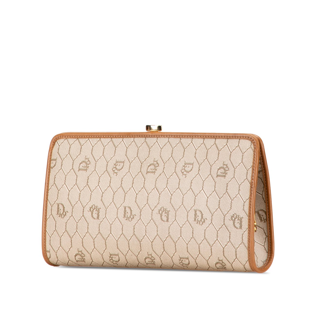 Dior Honeycomb Coated Canvas Clutch Bruin