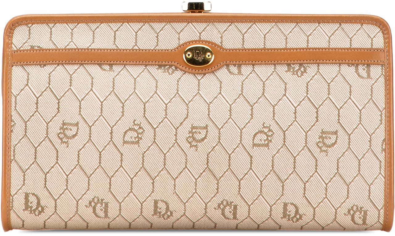 Dior Honeycomb Coated Canvas Clutch Bruin