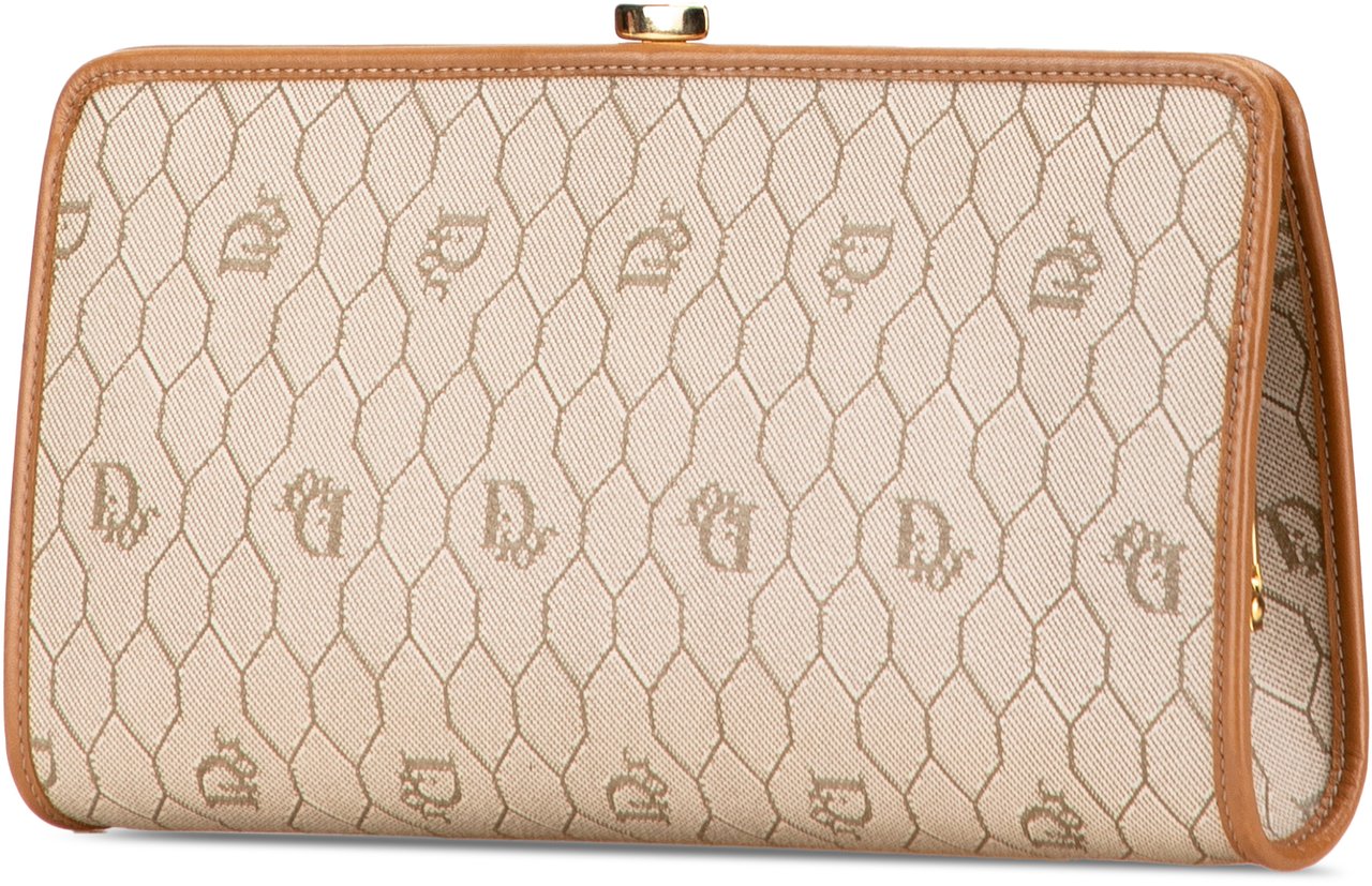 Dior Honeycomb Coated Canvas Clutch Bruin