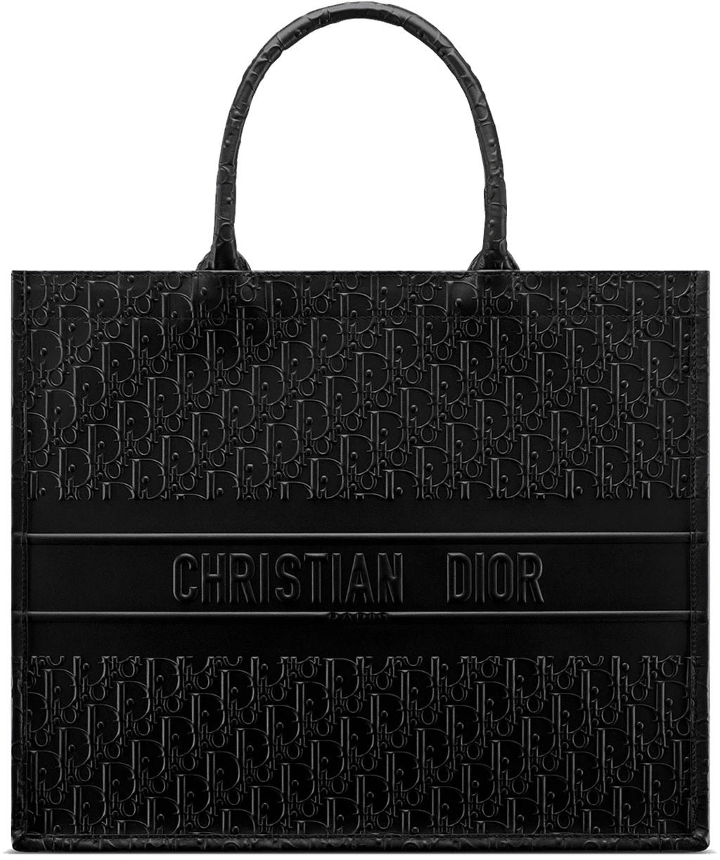 Dior Dior Oblique Leather Tote Bag Zwart
