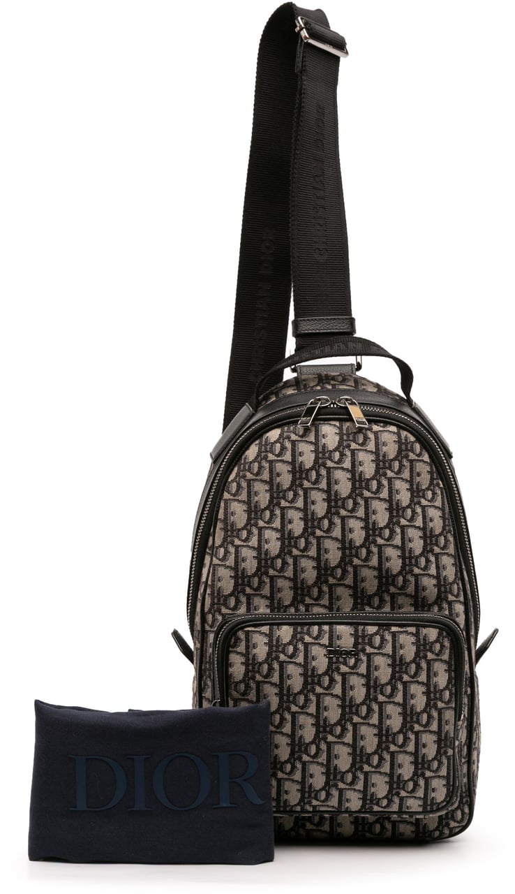 Dior Mini Oblique Canvas Rider Sling Bag Blauw