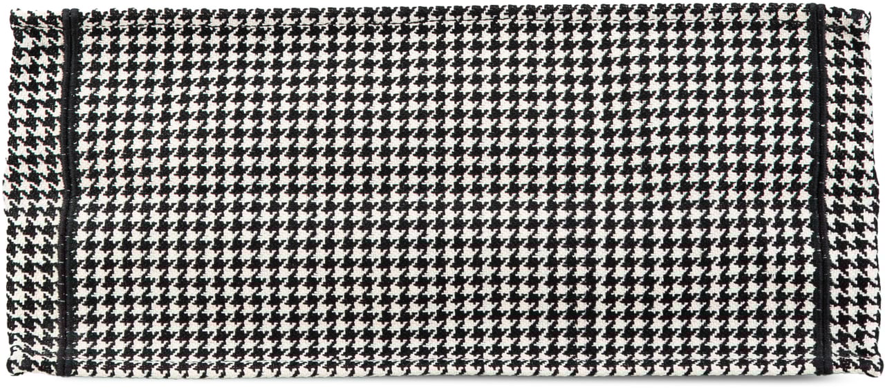 Dior Large Canvas Houndstooth Embroidered Book Tote Zwart