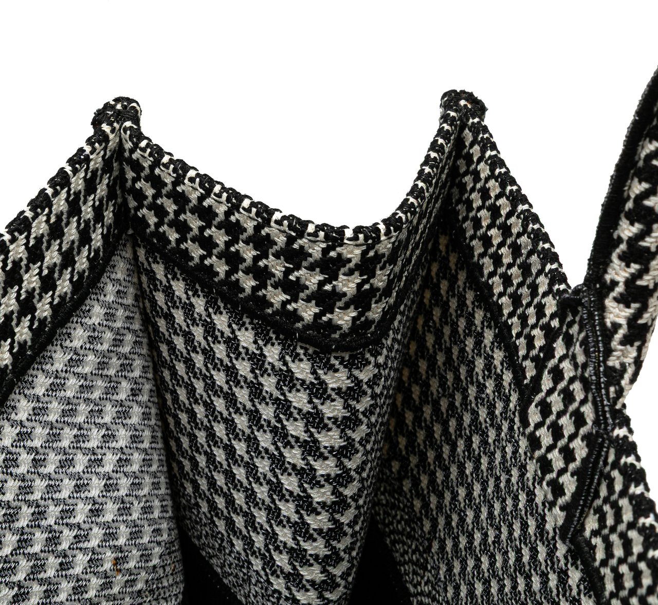 Dior Large Canvas Houndstooth Embroidered Book Tote Zwart
