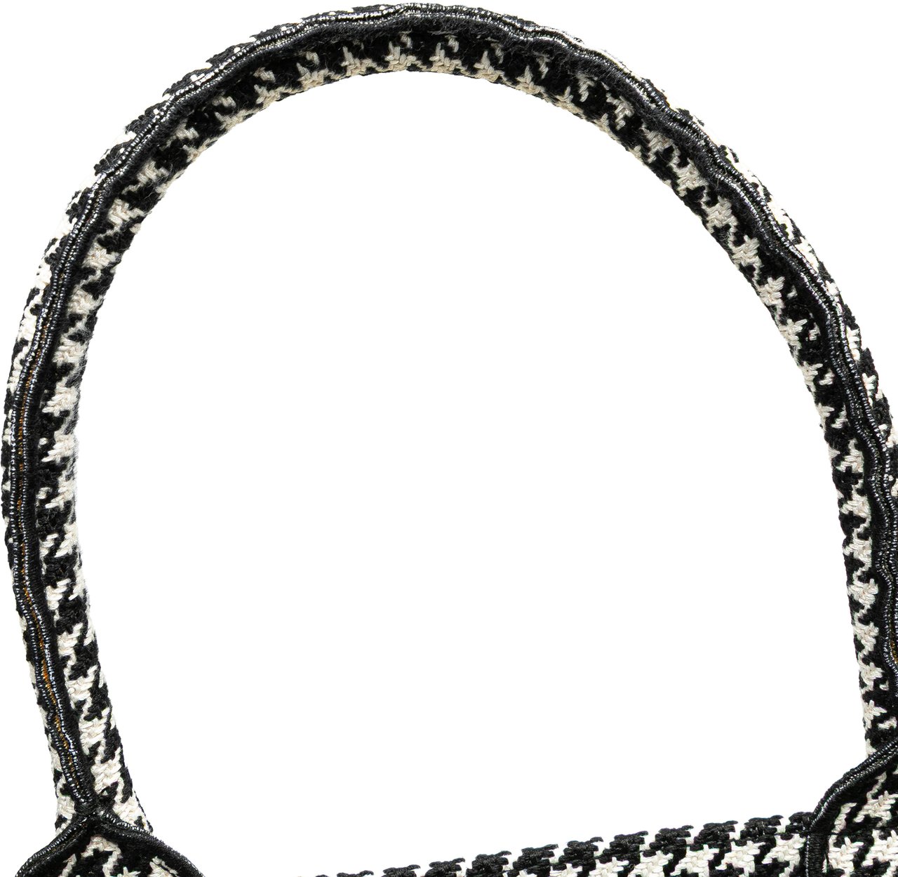 Dior Large Canvas Houndstooth Embroidered Book Tote Zwart