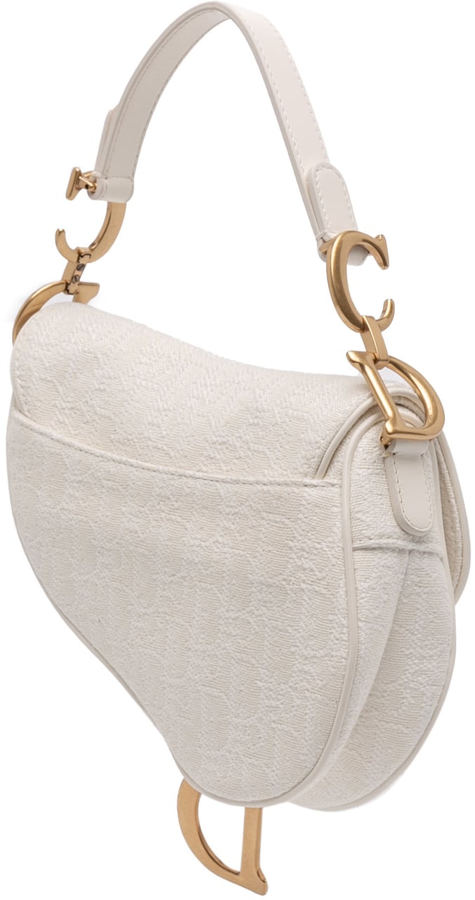 Dior Mini Oblique Canvas Saddle Bag Wit