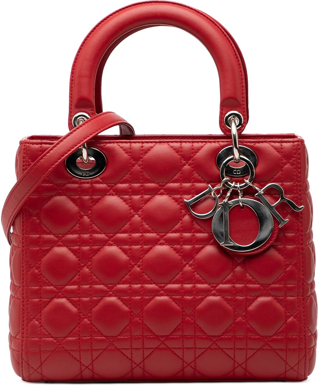 Dior Medium Lambskin Cannage Lady Dior Rood
