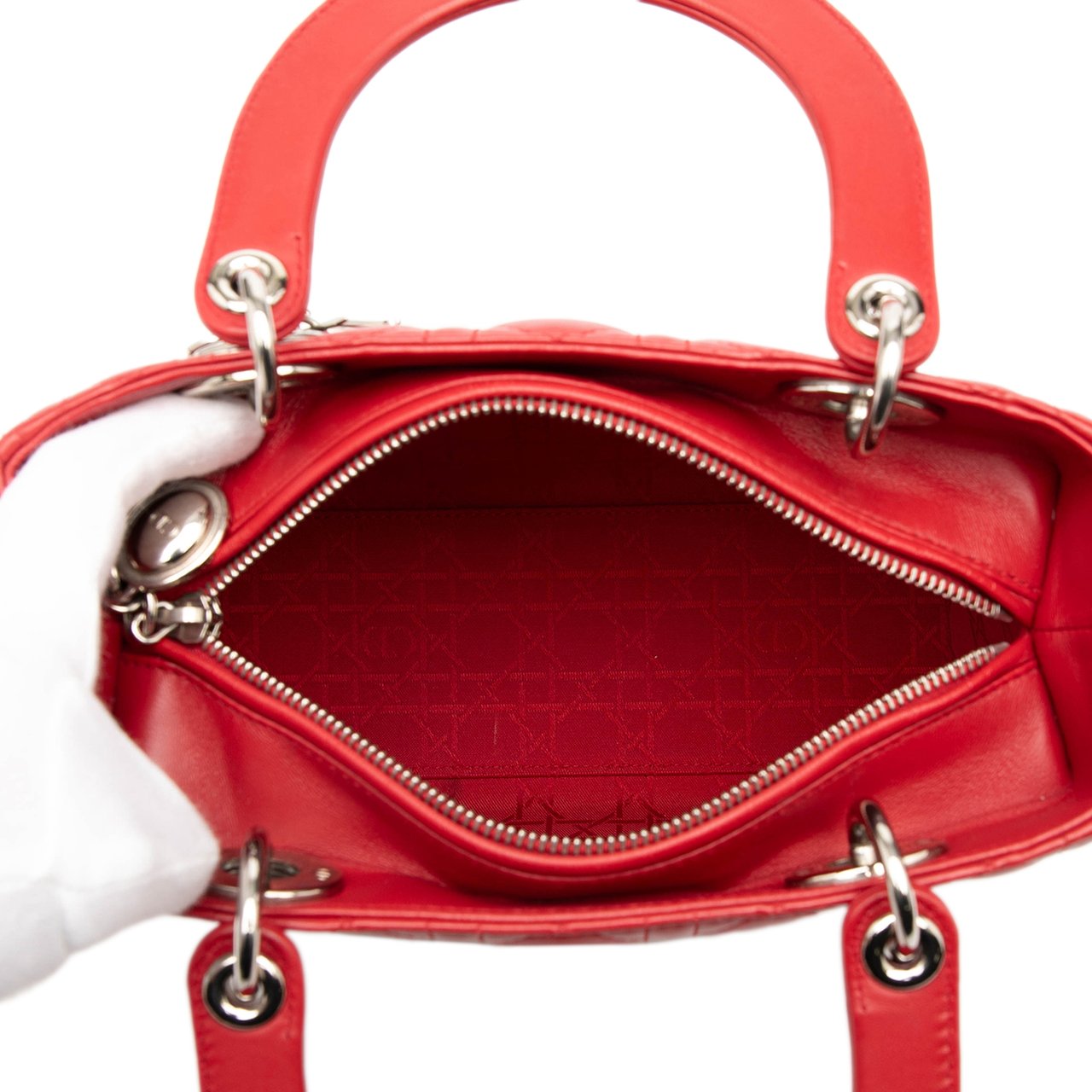 Dior Medium Lambskin Cannage Lady Dior Rood