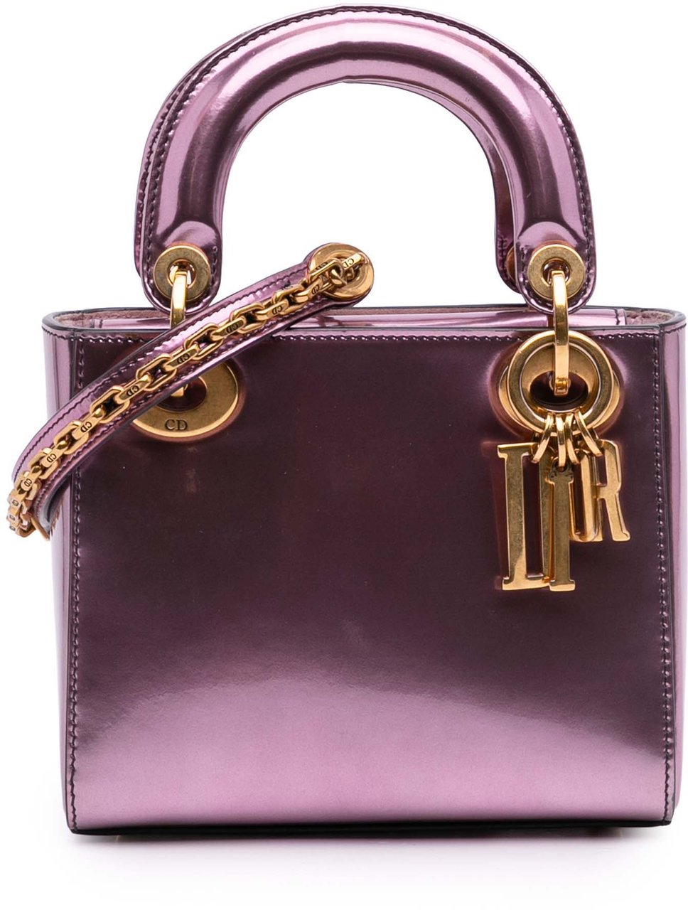 Dior Mini Metallic Glazed Calfskin Lady Dior Roze
