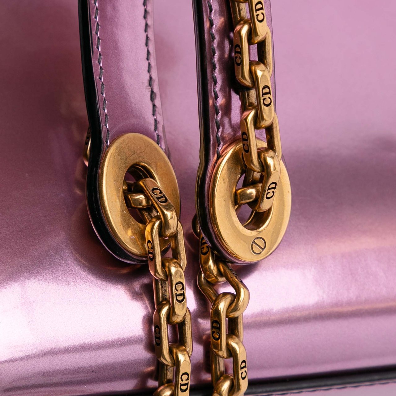 Dior Mini Metallic Glazed Calfskin Lady Dior Roze