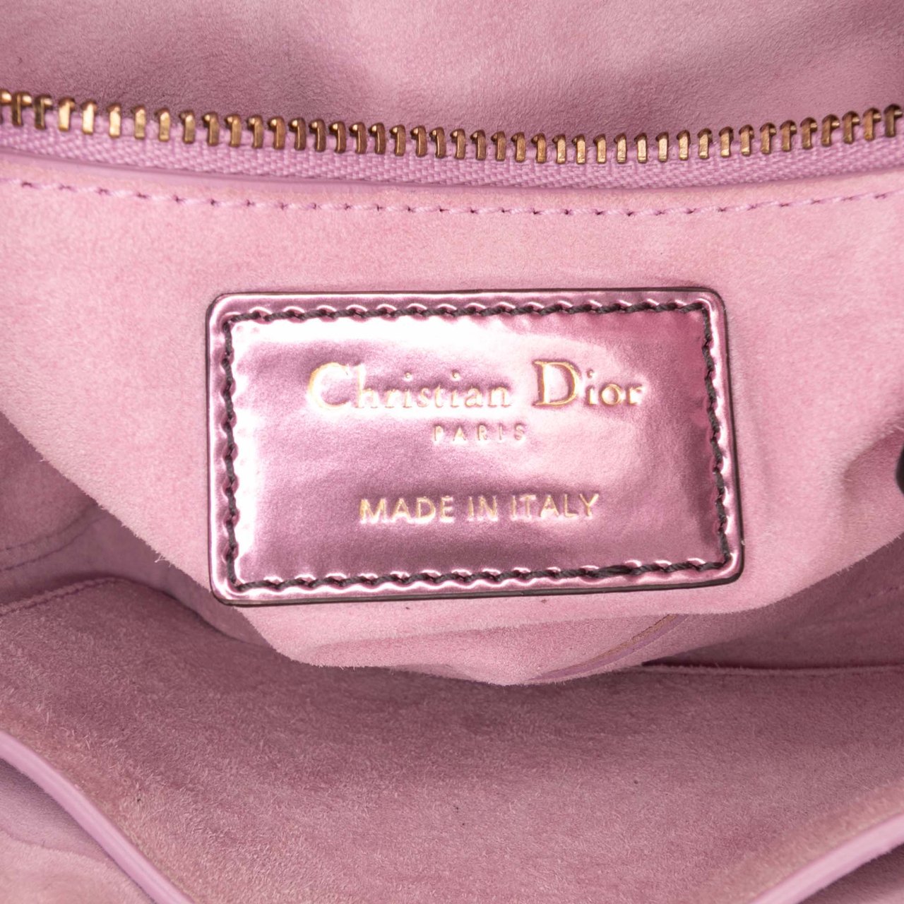 Dior Mini Metallic Glazed Calfskin Lady Dior Roze