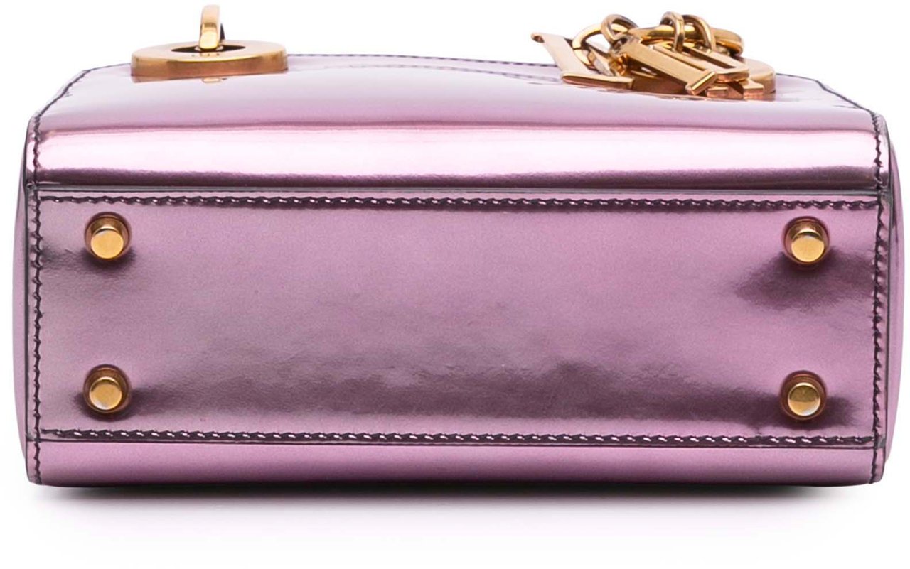 Dior Mini Metallic Glazed Calfskin Lady Dior Roze