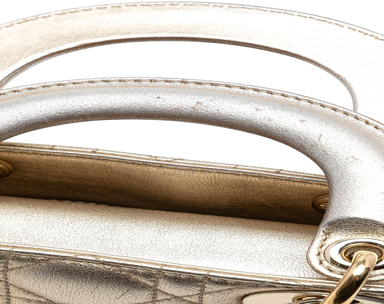 Dior Mini Metallic Lambskin Cannage Lady Dior Goud