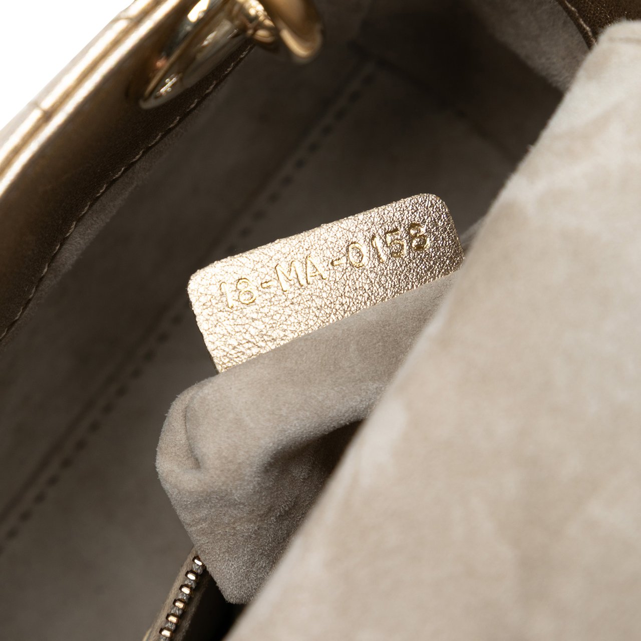 Dior Mini Metallic Lambskin Cannage Lady Dior Goud