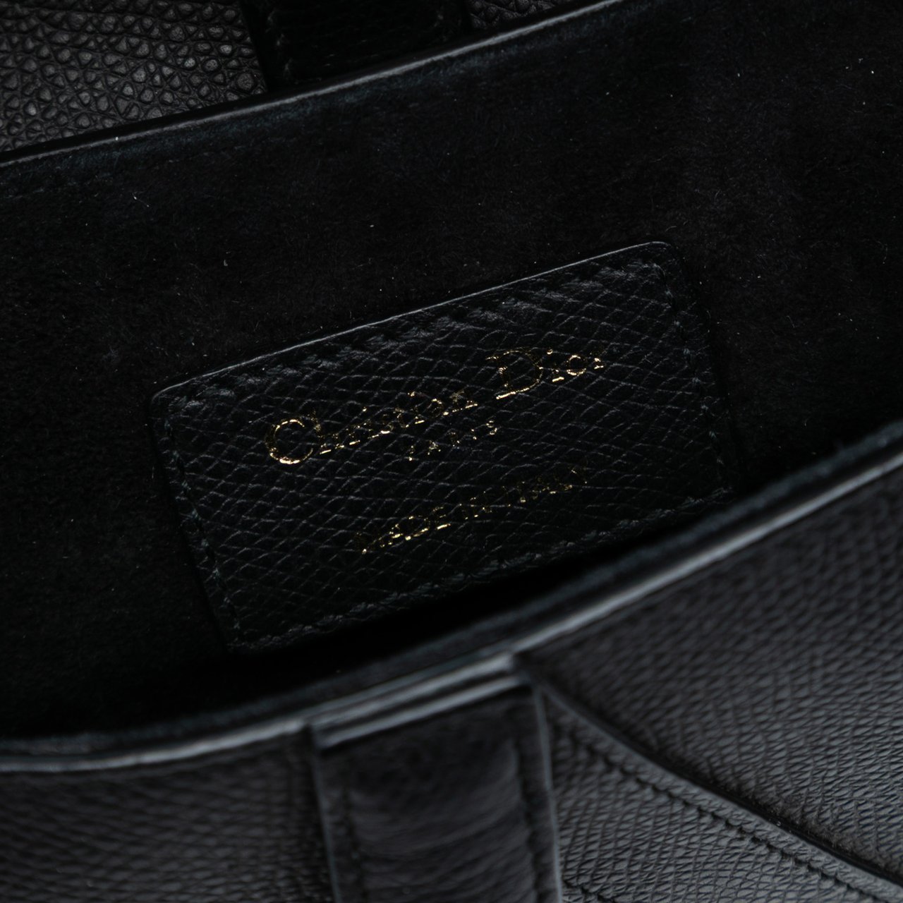 Dior Mini Grained Calfskin Saddle Bag Zwart