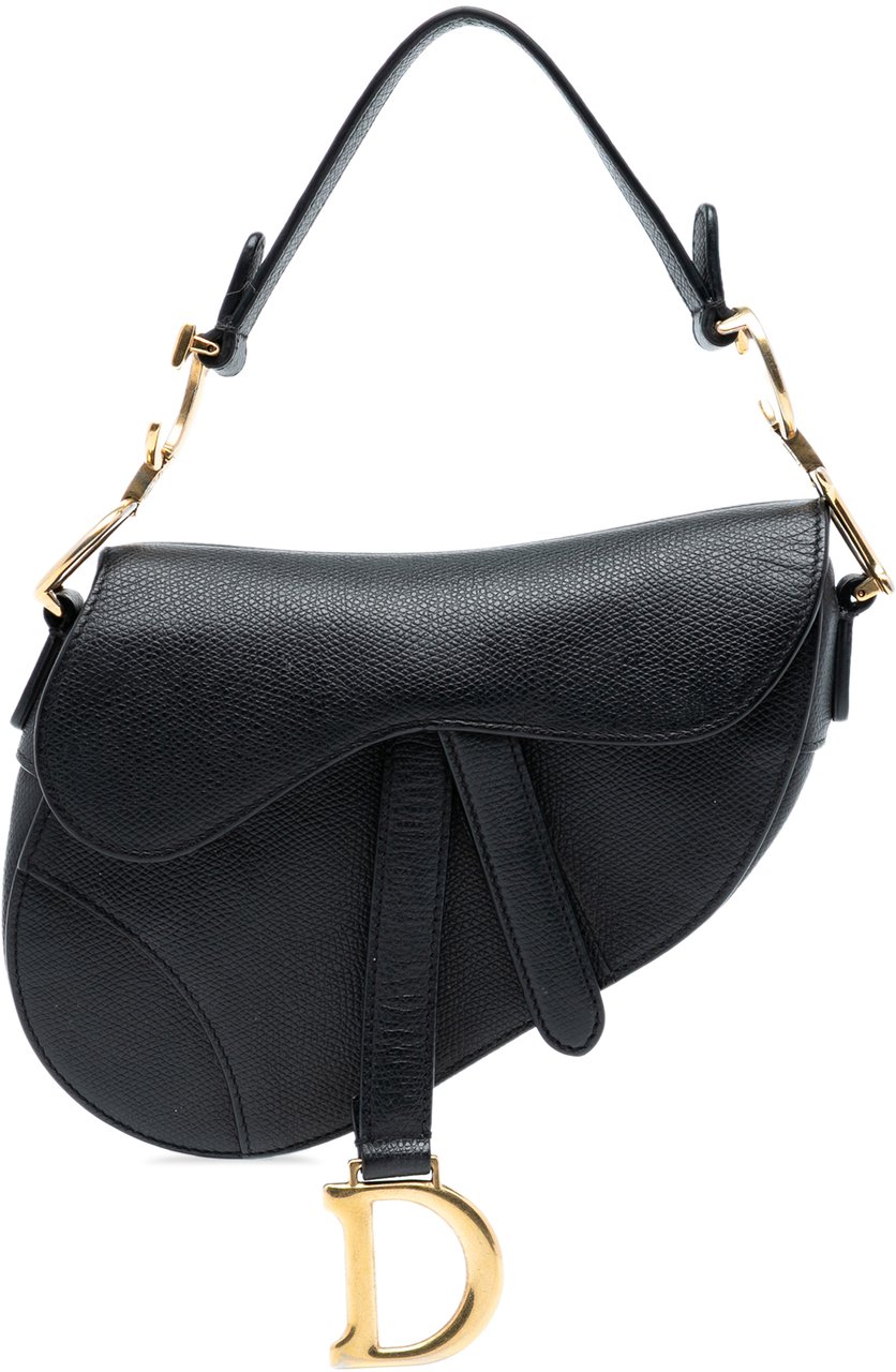 Dior Mini Grained Calfskin Saddle Bag Zwart