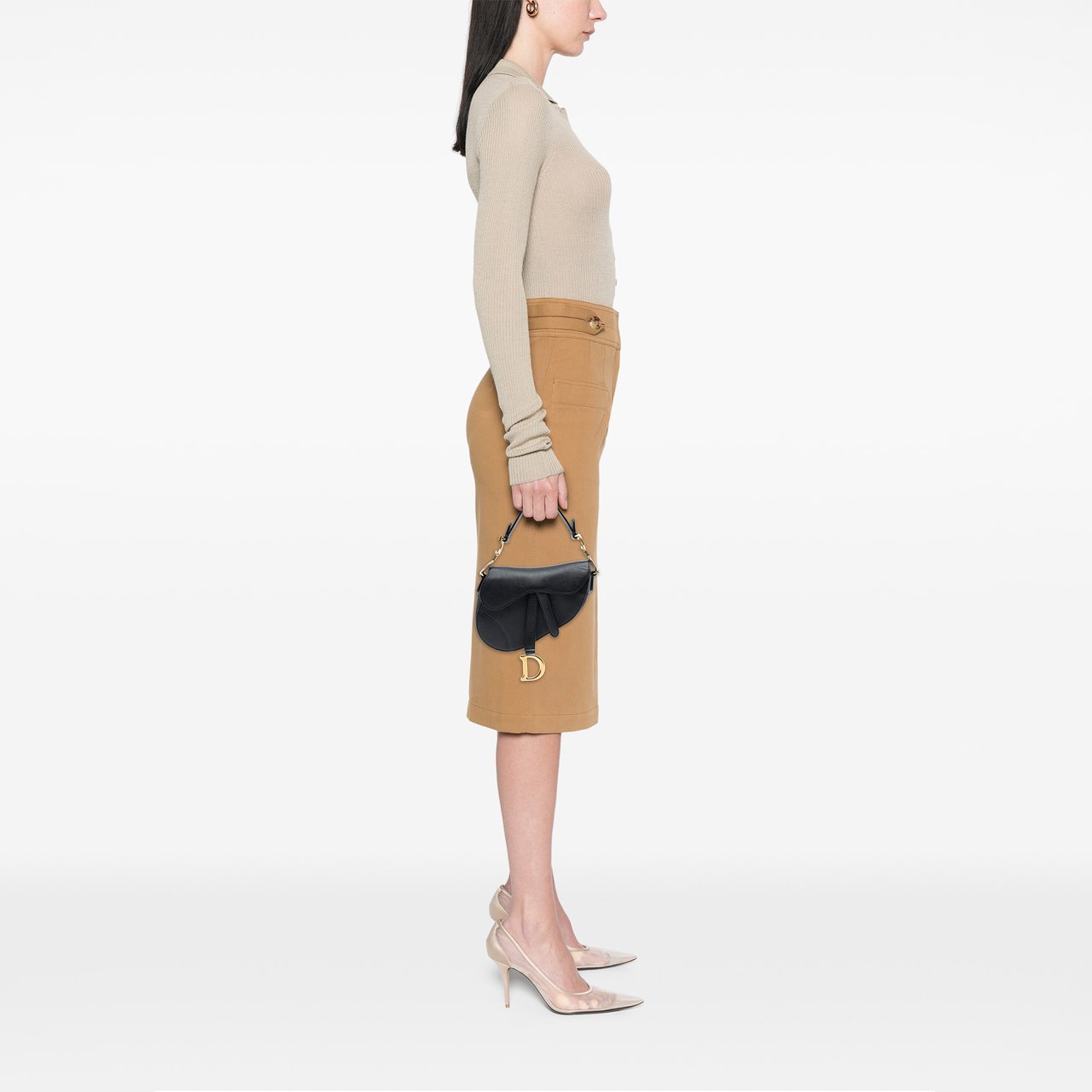 Dior Mini Grained Calfskin Saddle Bag Zwart