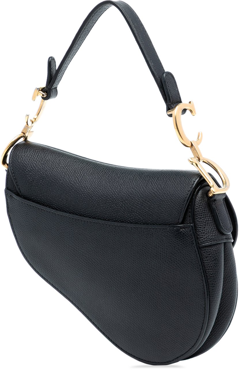 Dior Mini Grained Calfskin Saddle Bag Zwart