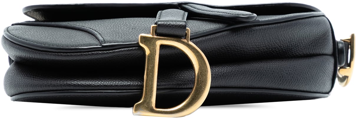 Dior Mini Grained Calfskin Saddle Bag Zwart
