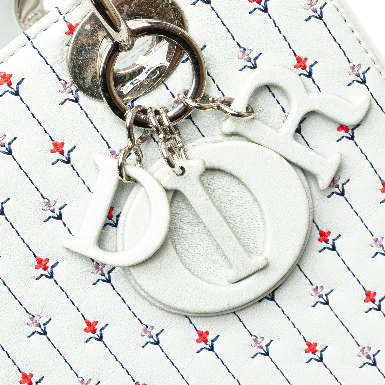 Dior Medium Calfskin Embroidered Flower Lady Dior Wit