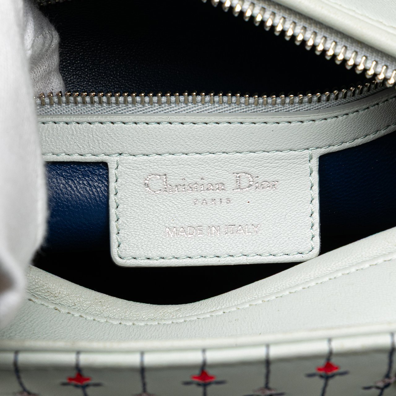 Dior Medium Calfskin Embroidered Flower Lady Dior Wit