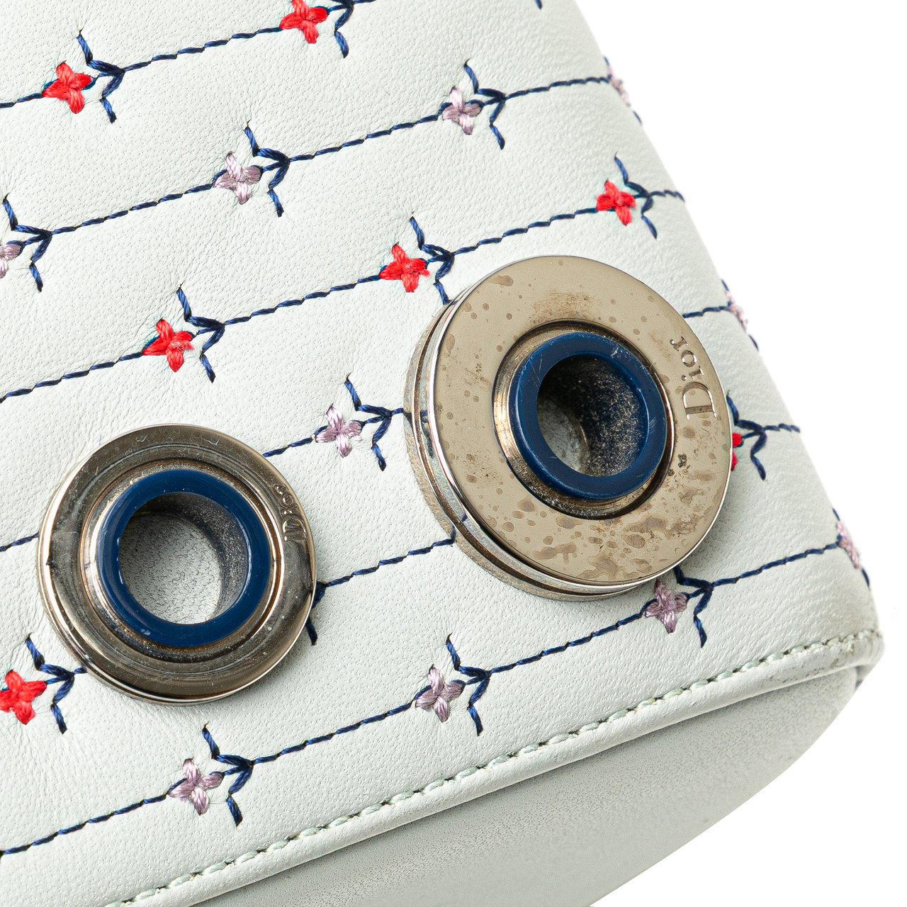 Dior Medium Calfskin Embroidered Flower Lady Dior Wit