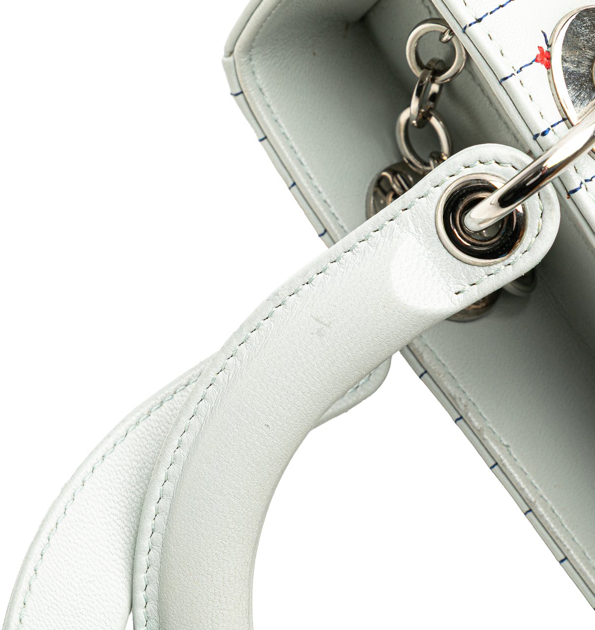 Dior Medium Calfskin Embroidered Flower Lady Dior Wit