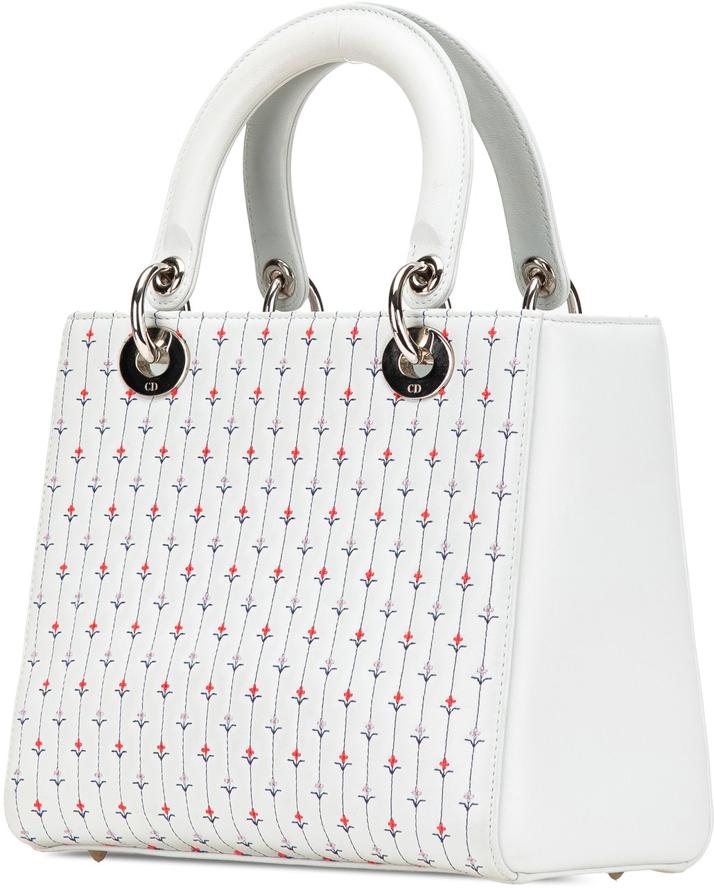 Dior Medium Calfskin Embroidered Flower Lady Dior Wit