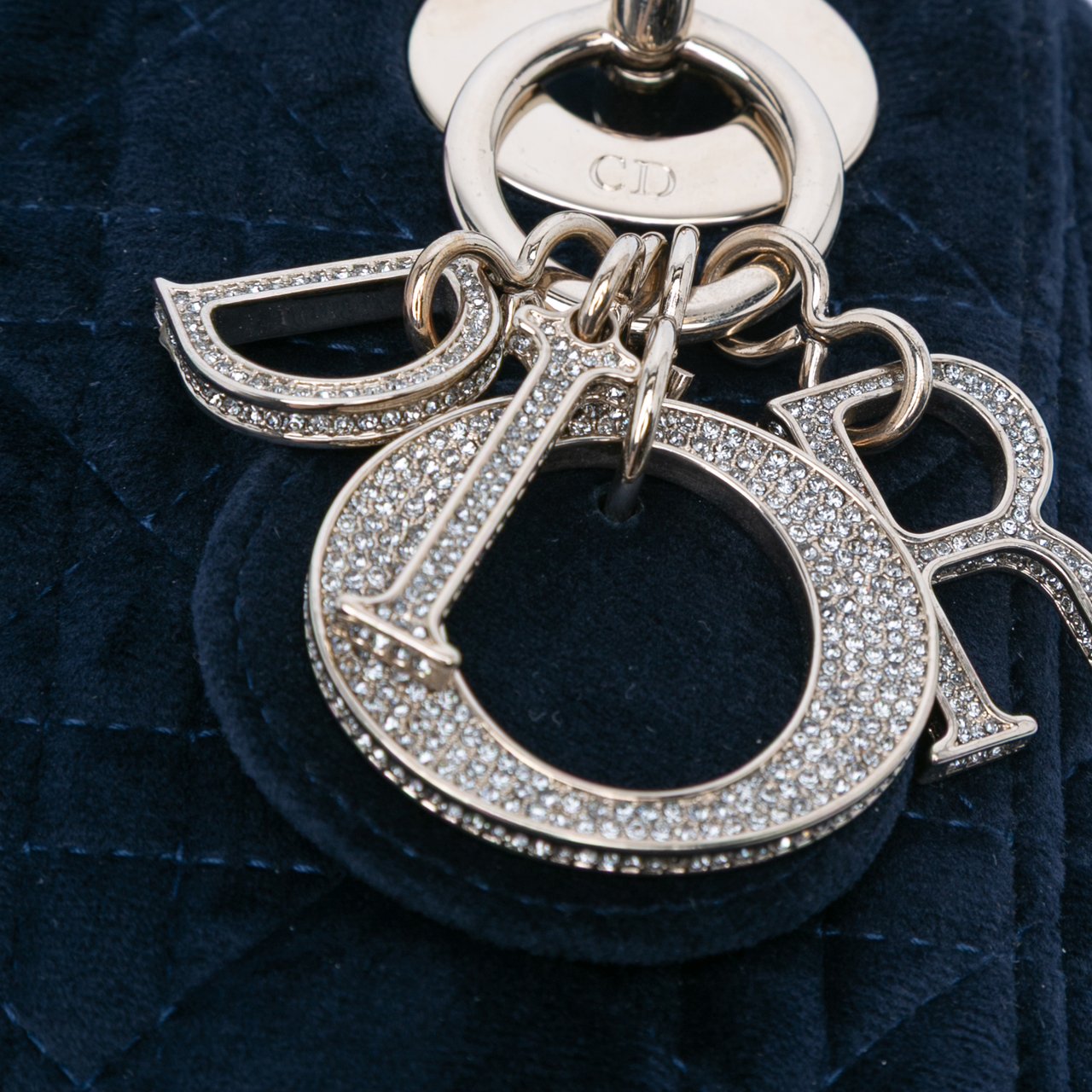 Dior Mini Velvet Cannage Lady Dior Blauw