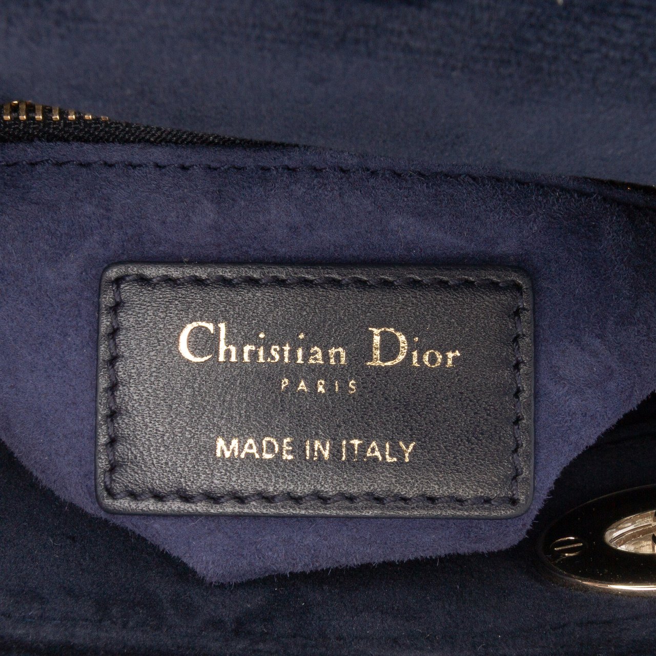 Dior Mini Velvet Cannage Lady Dior Blauw