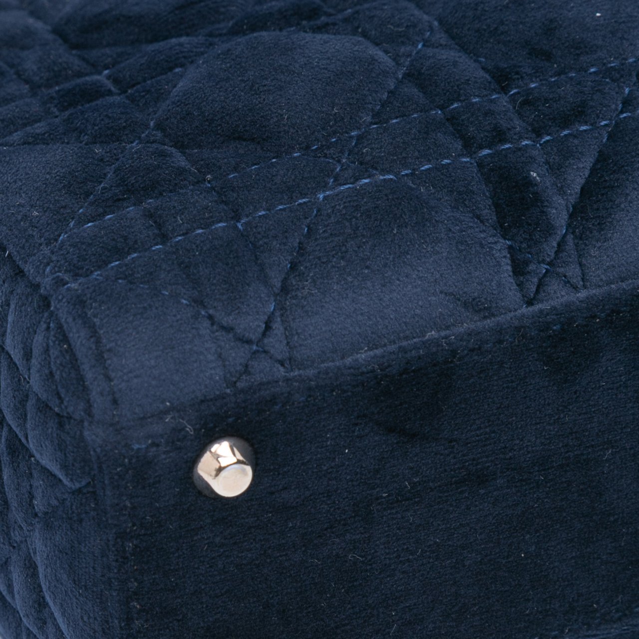Dior Mini Velvet Cannage Lady Dior Blauw