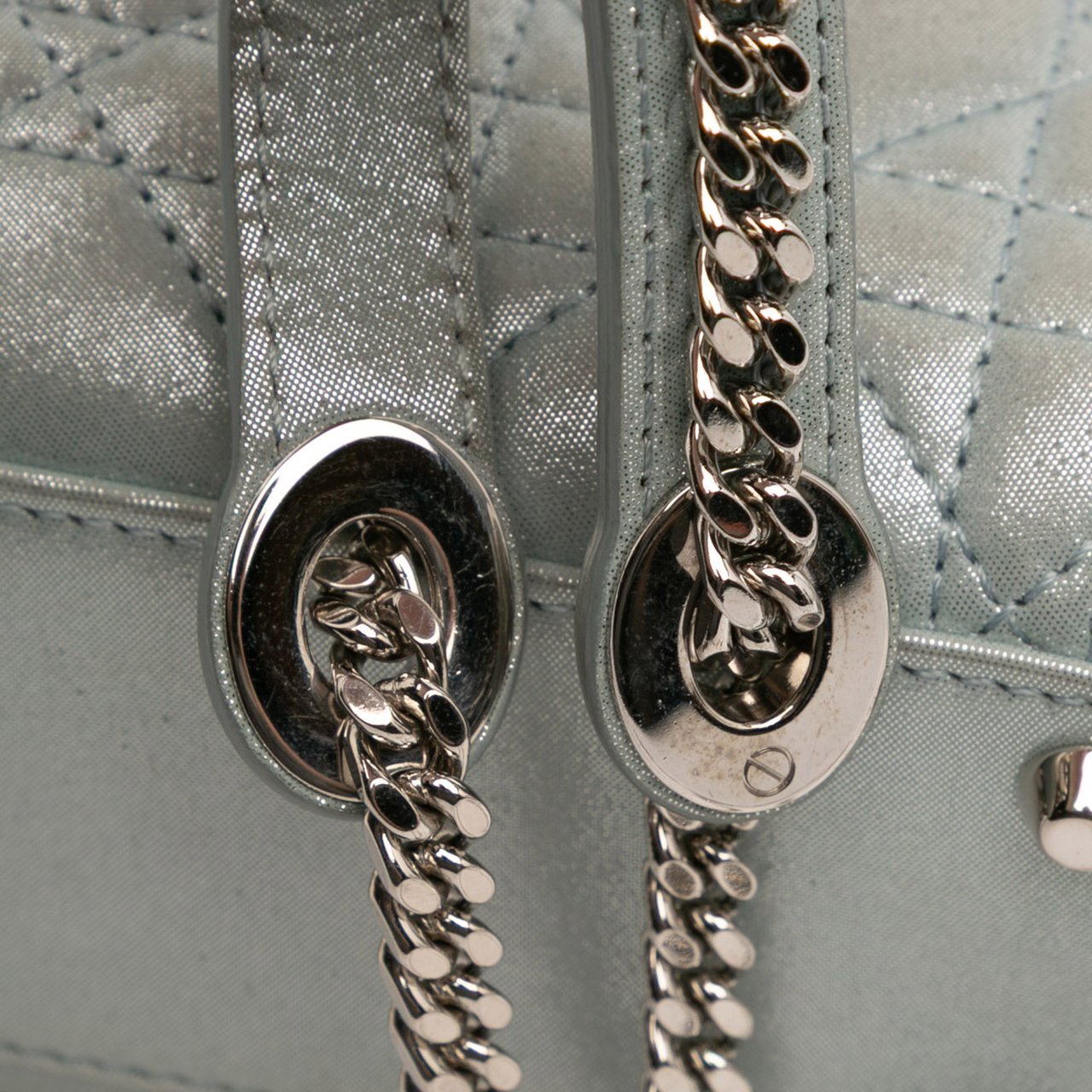 Dior Mini Iridescent Lambskin Cannage Lady Dior Blauw